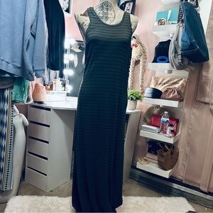 NWOT Express olive green & black striped maxi dress dress